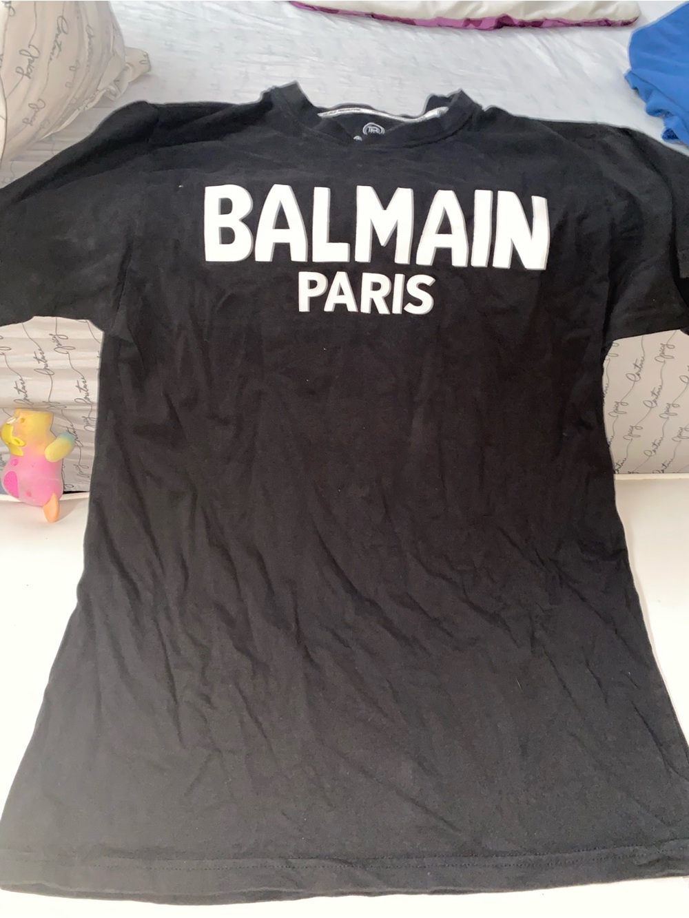 Balmain Paris Men's Black Logo Short Sleeve T-Shirt